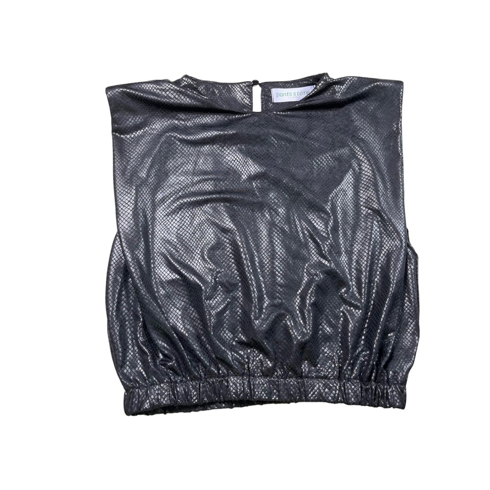 Pants‎ Store Womens Small Black Faux Snakeskin Sleeveless Top Textured